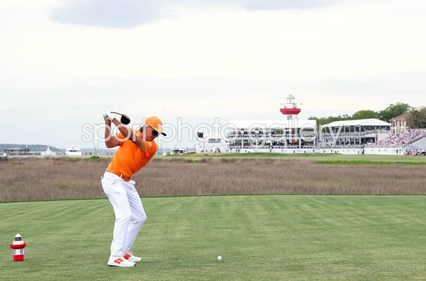 Rickie Fowler USA 18th tee Harbour Town Golf Links Hilton Head 2026 