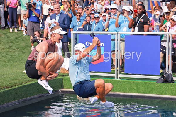 Nelly Korda Chevron Championship Poppie's Pond Jump celebration 2026