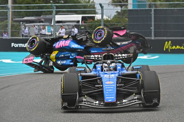 Pierre Gasly France crashes behind Alexander Albon Thailand Miami 2026