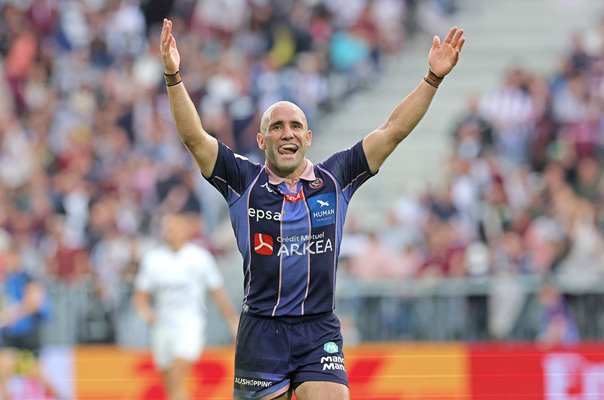 Maxime Lucu Bordeaux Begles celebrates v Bath Champions Cup semi-final 2026