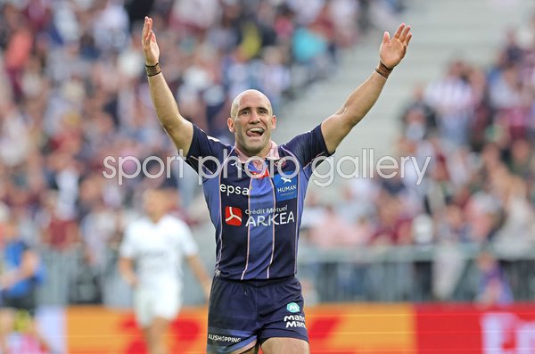 Maxime Lucu Bordeaux Begles celebrates v Bath Champions Cup semi-final 2026