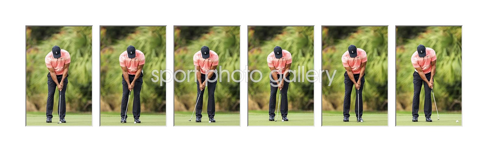 Tiger Woods 6 Stage Putt Sequence Collage Presentation
