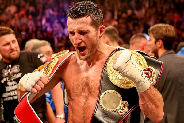 Carl Froch with IBF and WBA belts after beating Kessler 2013