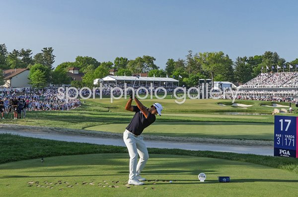 Aaron Rai England 17th tee Round 4 USPGA Championship Aronimink 2026