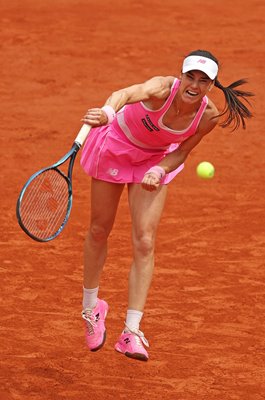 Sorana Cirstea Romania serves against Xiyu Wang French Open 2026
