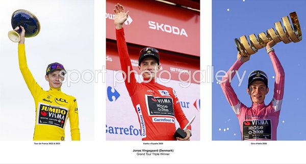 Jonas Vingegaard Grand Tour Triple Winner Collage