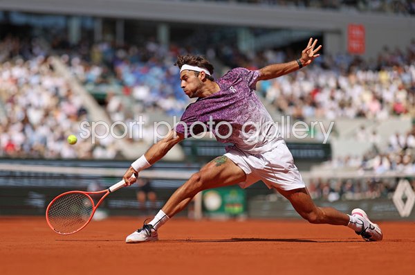 Flavio Cobolli Italy backhand v Alexander Zverev French Open Final 2026