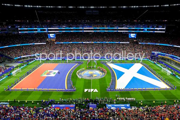 Players and match officials line up Boston world cup 2026