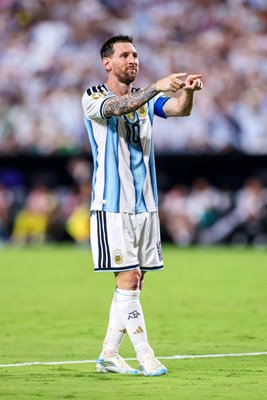 Lionel Messi Argentina v Algeria celebrates hat trick World Cup 2026 Kansas.