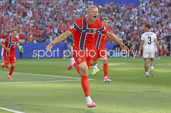 Erling Haaland Norway celebrates goal v Iraq Foxborough World Cup 2026