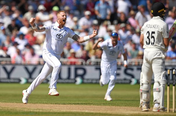 Ben Stokes England wicket 1st ball after retirement announcement v New Zealand 2026