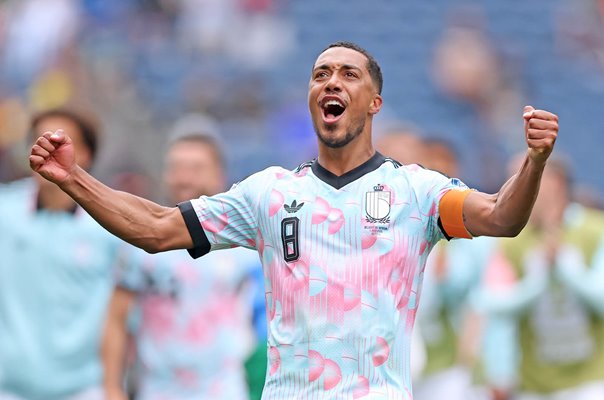 Youri Tielemans Belgium celebrates v Senegal Last 32 Seattle World Cup 2026