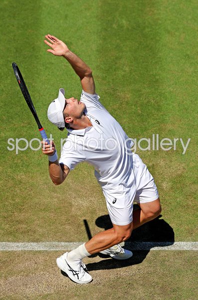 Arthur Fery Great Britain serves v Otto Virtanen Wimbledon 2026