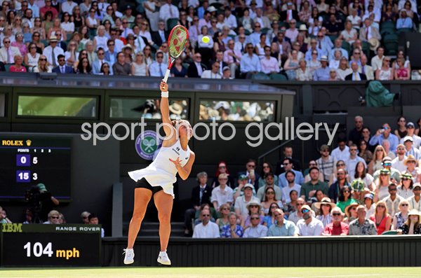 Jasmine Paolini Italy serves v Alexandra Eala Wimbledon 2026