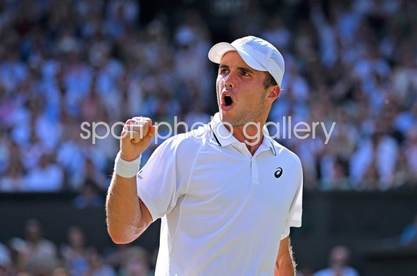 Arthur Fery Great Britain celebrates v Flavio Cobolli Italy Wimbledon 2026