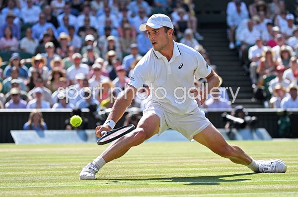 Arthur Fery Great Britain low volley v Flavio Cobolli Italy Wimbledon 2026
