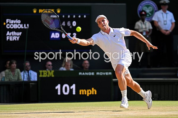 Arthur Fery Great Britain forehand v Flavio Cobolli Italy Wimbledon 2026