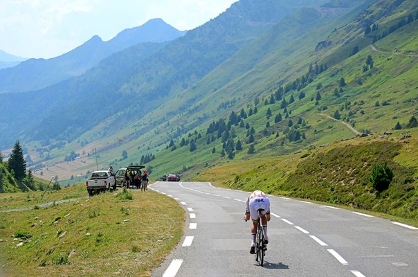 Tadej Pogacar Slovenia descends Col du Tourmalet Stage 6 Tour de France 2026