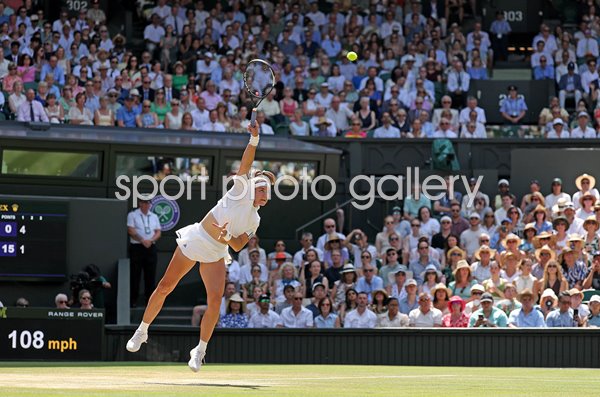 Karolina Muchova Czechia serves v Coco Gauff semi final Wimbledon 2026