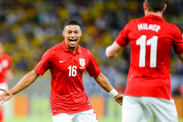 Alex Oxlade Chamberlain scores v Brazil at the Maracana 2013