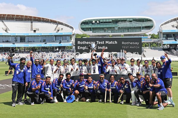 India celebrate win v England Women's Test Match Lord's 2026