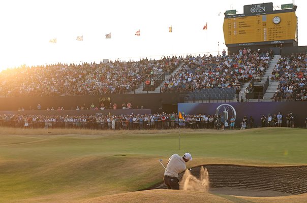 Scottie Scheffler USA bunker 18th Day 2 Open Championship Royal Birkdale 2026