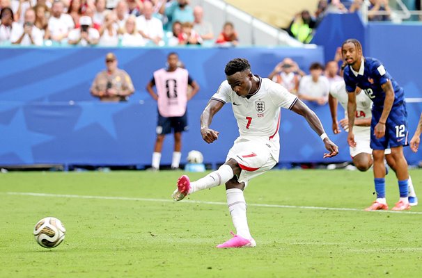 Bukayo Saka England penalty v France Miami World Cup 2026