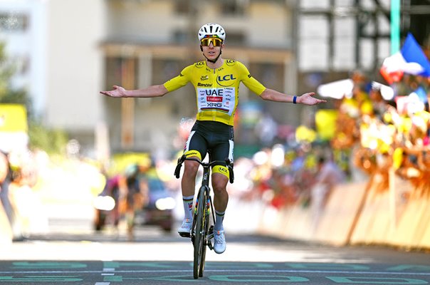 Tadej Pogacar Slovenia celebrates Stage 19 Alpe d'Huez Tour de France 2026