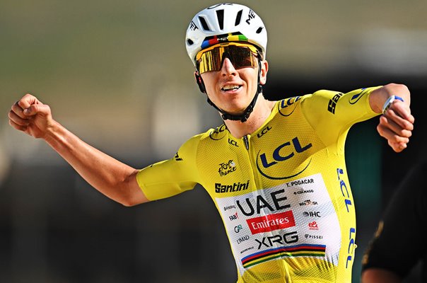 Tadej Pogacar Slovenia celebrates Stage 19 win Tour de France 2026