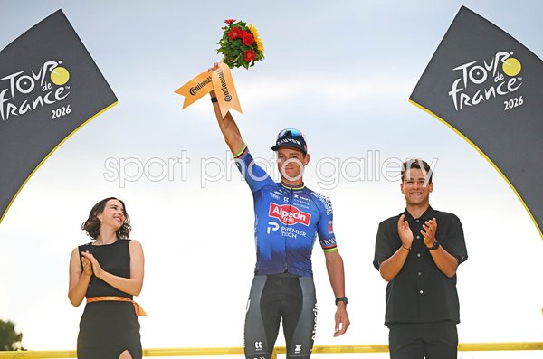 Mathieu van der Poel Netherlands celebrates Stage 21 win Tour de France 2026 