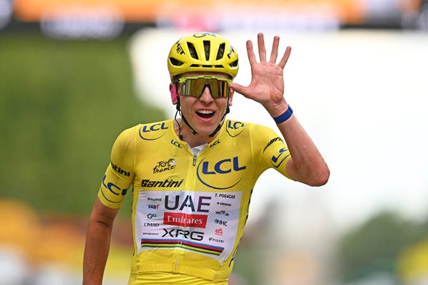 Tadej Pogacar Slovenia celebrates 5th Tour de France win 2026
