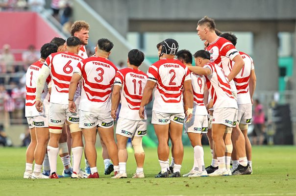 Japan huddle v Italy Nations Championship Tokyo 2026