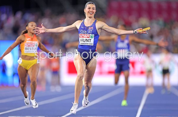 Amy Hunt Great Britain 4x100m Mixed Relay Gold European Athletics Birmingham 2026