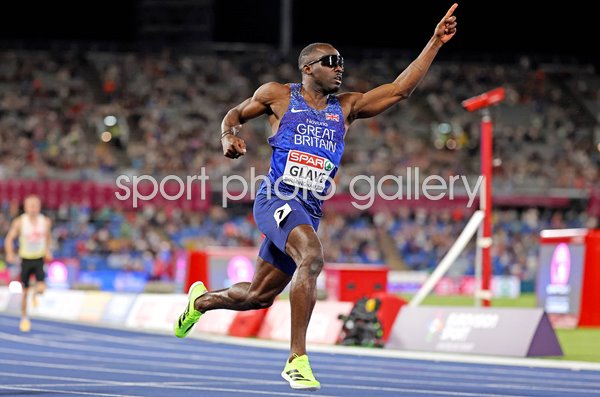 Romell Glave Great Britain celebrates 100m Gold European Athletics 2026