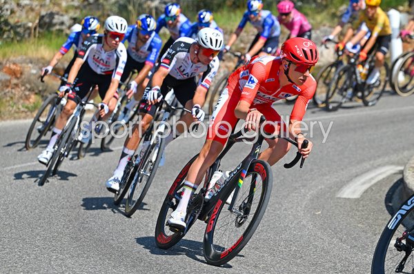 Tadej Pogacar Slovenia Red Jersey descent Stage 2 Vuelta a Espana 2026