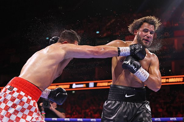 Filip Hrgovic Croatia punches Moses Itauma IBF World Heavyweight Fight London 2026
