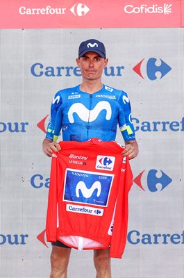 Enric Mas Spain sporting Tadej Pogacar Red Jersey Tribute La Vuelta 2026