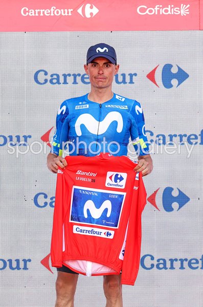 Enric Mas Spain sporting Tadej Pogacar Red Jersey Tribute La Vuelta 2026