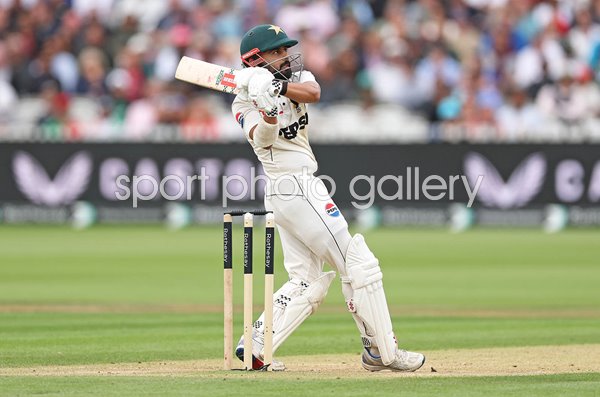 Saud Shakeel Pakistan hits a six v England Lord's Test 2026
