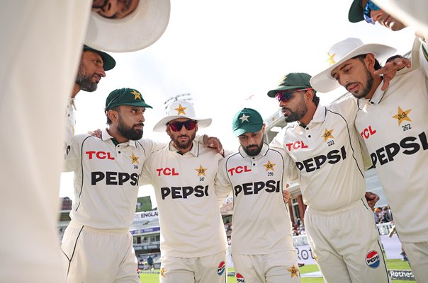 Pakistan captain Babar Azam leads team huddle v England Lord's 2026