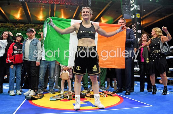 Katie Taylor Ireland celebrates v Flora Pili Croke Park Dublin 2026