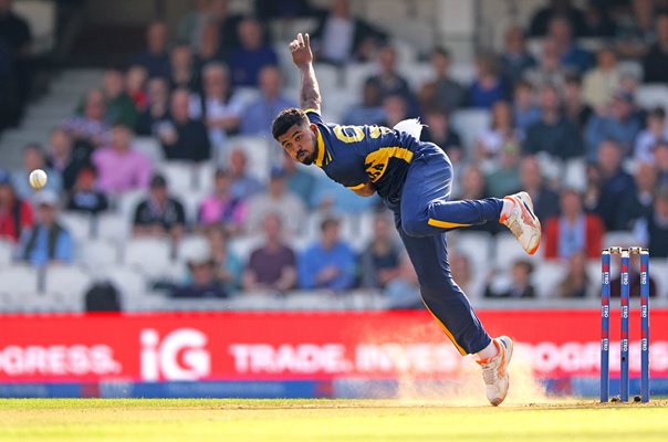 Dilshan Madushanka Sri Lanka bowls v England ODI Oval 2026
