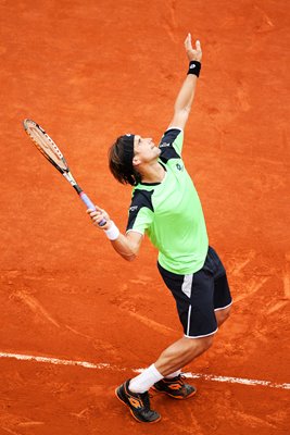 David Ferrer serves French Open Final 2013