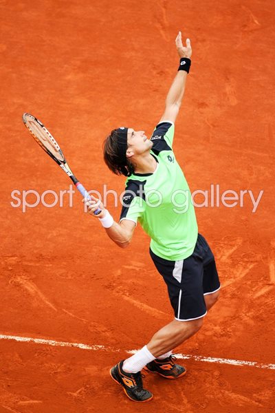 David Ferrer serves French Open Final 2013