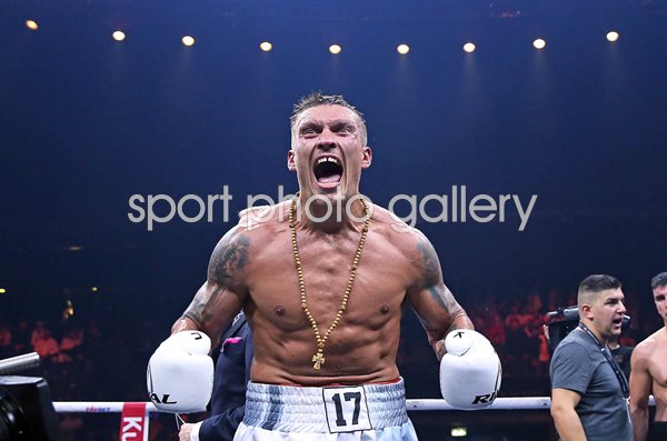 Oleksandr Usyk celebrates v Marco Huck World Boxing Super Series Berlin 2017