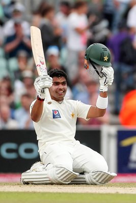 Umar Akmal of Pakistan celebrates victory against England