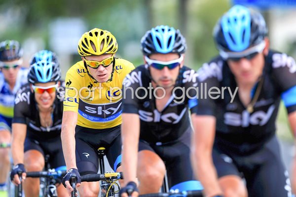 Chris Froome rides with SKY team Tour De France 2013