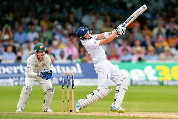 Joe Root England hits a 6 Ashes Lord's 2013