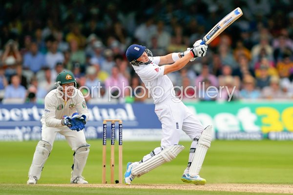 Joe Root England hits a 6 Ashes Lord's 2013