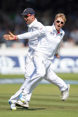 Joe Root celebrates Michael Clarke wicket Lord's 2013